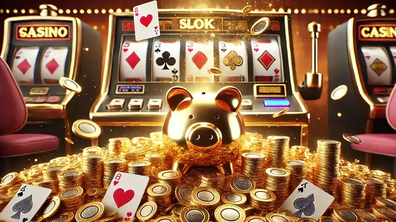 Reel slot dengan simbol permainan dan efek visual